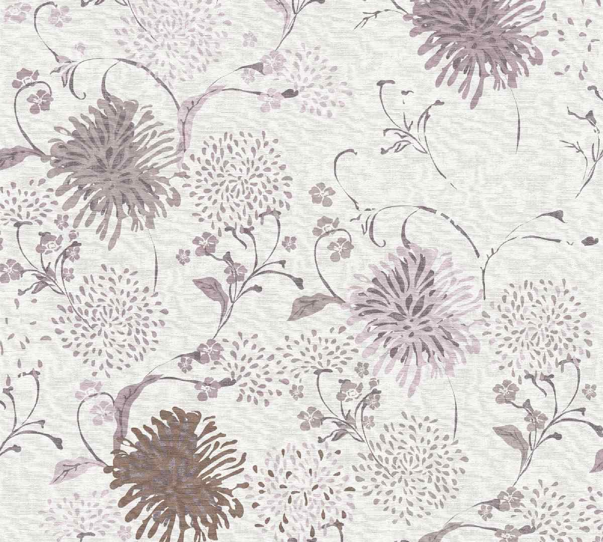Vliestapete House of Turnowsky 389001 - Florale Tapete Muster - Weiß, Lila